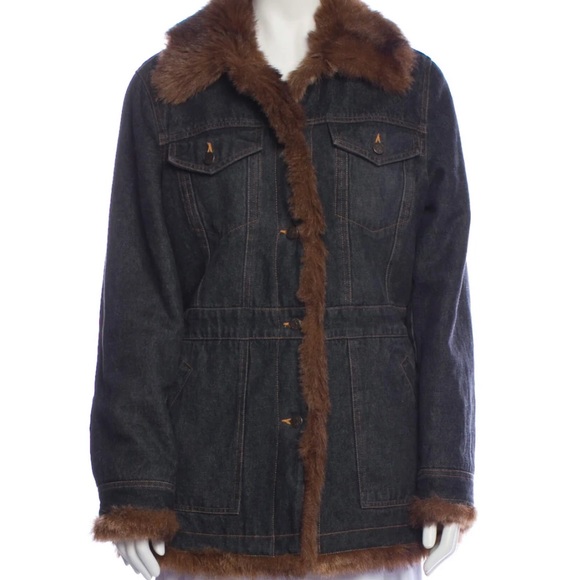 MARVIN RICHARDS Faux Fur Jean Jacket. Size M - Picture 1 of 6